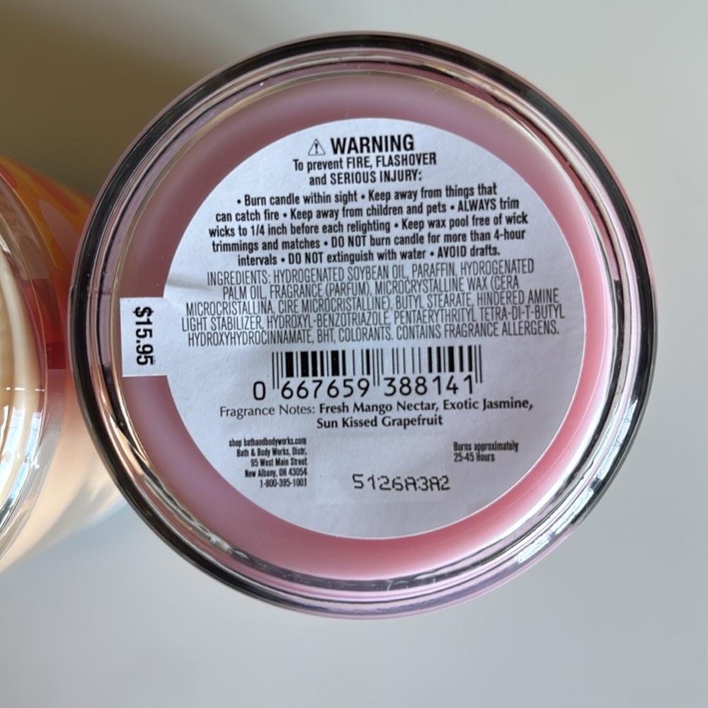 Orange Pineapple Punch & Mango Mai Tai Single Wick Bath & Body Works Candle Set - Picture 4 of 4